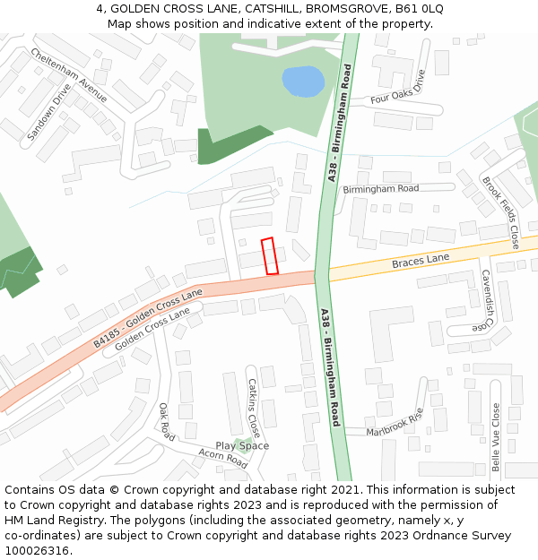 4, GOLDEN CROSS LANE, CATSHILL, BROMSGROVE, B61 0LQ: Location map and indicative extent of plot