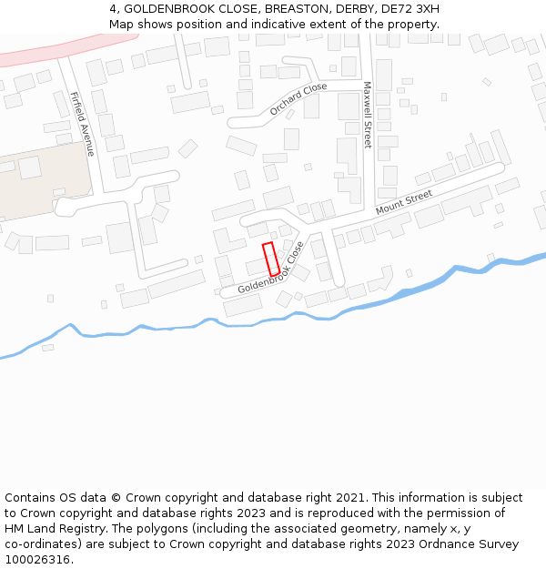 4, GOLDENBROOK CLOSE, BREASTON, DERBY, DE72 3XH: Location map and indicative extent of plot