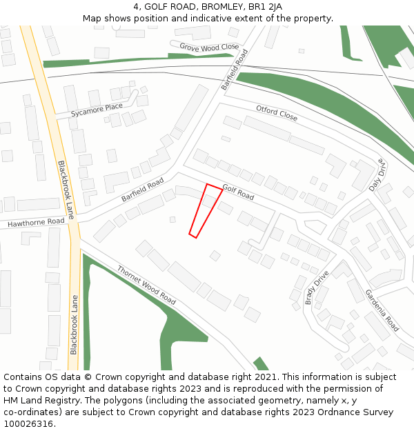 4, GOLF ROAD, BROMLEY, BR1 2JA: Location map and indicative extent of plot