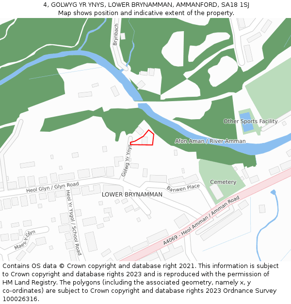 4, GOLWYG YR YNYS, LOWER BRYNAMMAN, AMMANFORD, SA18 1SJ: Location map and indicative extent of plot