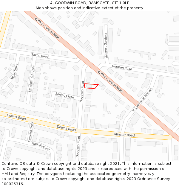 4, GOODWIN ROAD, RAMSGATE, CT11 0LP: Location map and indicative extent of plot