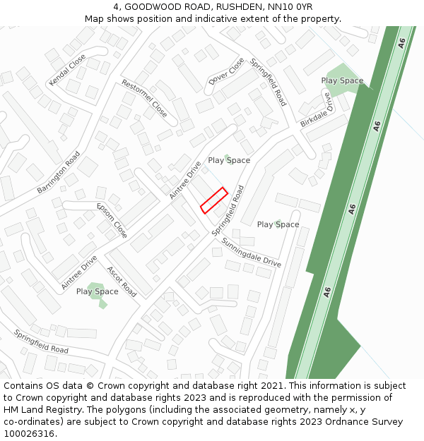4, GOODWOOD ROAD, RUSHDEN, NN10 0YR: Location map and indicative extent of plot