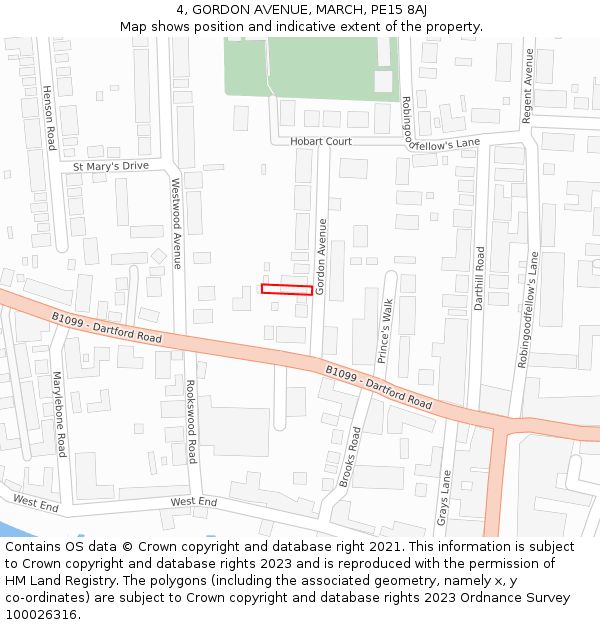 4, GORDON AVENUE, MARCH, PE15 8AJ: Location map and indicative extent of plot