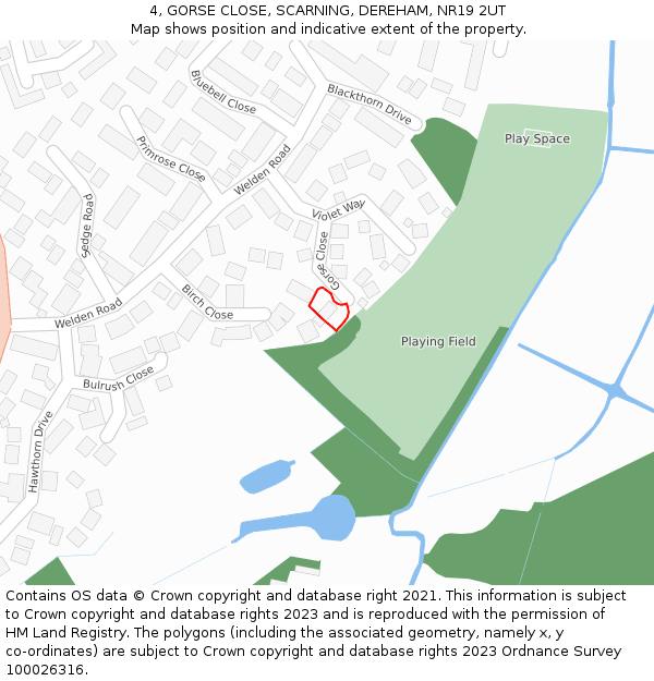 4, GORSE CLOSE, SCARNING, DEREHAM, NR19 2UT: Location map and indicative extent of plot