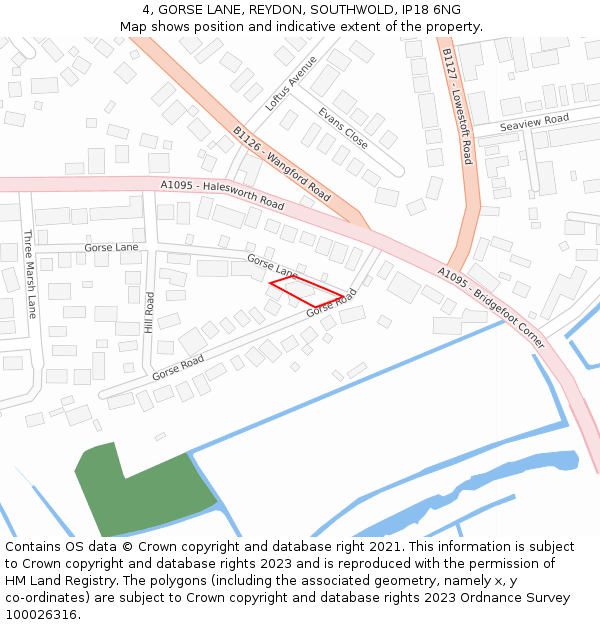 4, GORSE LANE, REYDON, SOUTHWOLD, IP18 6NG: Location map and indicative extent of plot