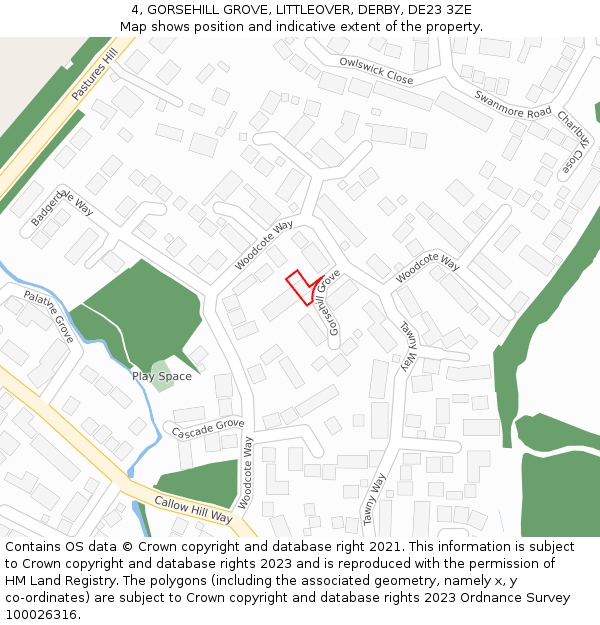 4, GORSEHILL GROVE, LITTLEOVER, DERBY, DE23 3ZE: Location map and indicative extent of plot