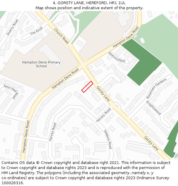 4, GORSTY LANE, HEREFORD, HR1 1UL: Location map and indicative extent of plot