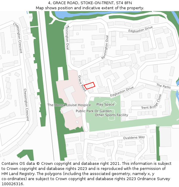 4, GRACE ROAD, STOKE-ON-TRENT, ST4 8FN: Location map and indicative extent of plot