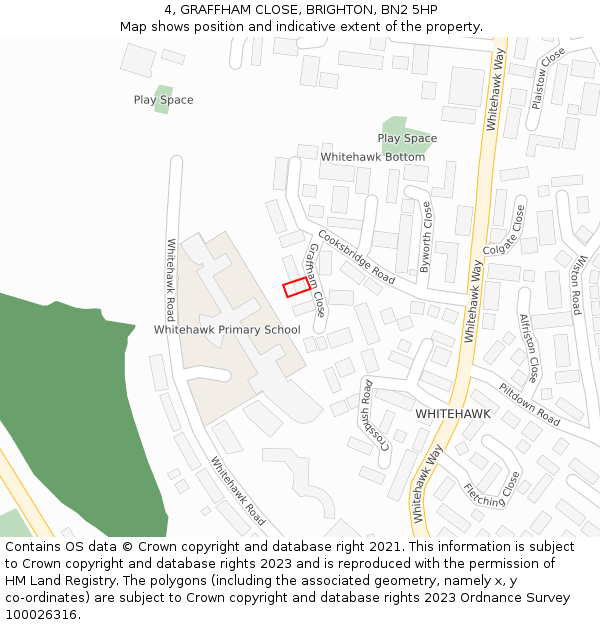 4, GRAFFHAM CLOSE, BRIGHTON, BN2 5HP: Location map and indicative extent of plot