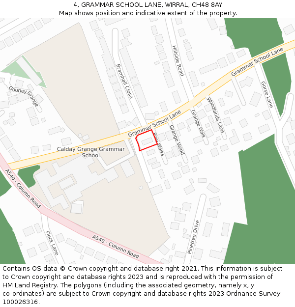 4, GRAMMAR SCHOOL LANE, WIRRAL, CH48 8AY: Location map and indicative extent of plot