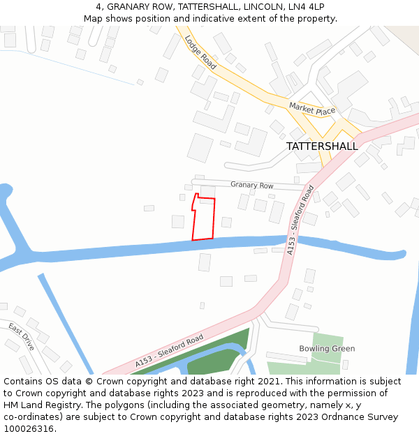 4, GRANARY ROW, TATTERSHALL, LINCOLN, LN4 4LP: Location map and indicative extent of plot