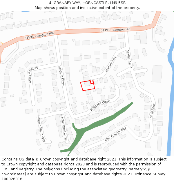 4, GRANARY WAY, HORNCASTLE, LN9 5SR: Location map and indicative extent of plot