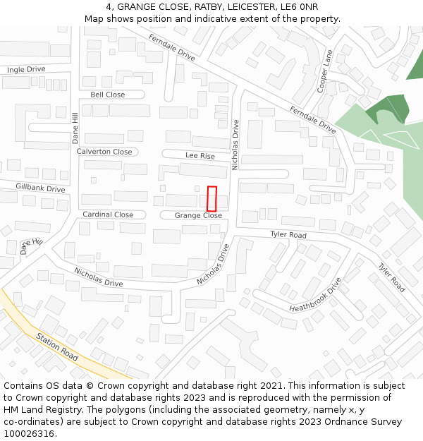 4, GRANGE CLOSE, RATBY, LEICESTER, LE6 0NR: Location map and indicative extent of plot