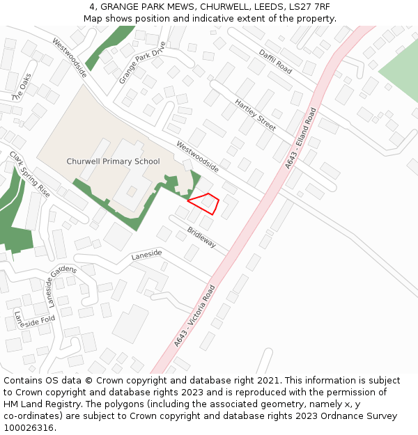 4, GRANGE PARK MEWS, CHURWELL, LEEDS, LS27 7RF: Location map and indicative extent of plot