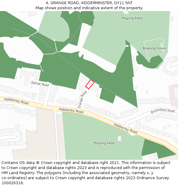 4, GRANGE ROAD, KIDDERMINSTER, DY11 5NT: Location map and indicative extent of plot