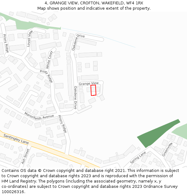 4, GRANGE VIEW, CROFTON, WAKEFIELD, WF4 1RX: Location map and indicative extent of plot