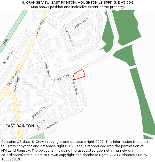 4, GRANGE VIEW, EAST RAINTON, HOUGHTON LE SPRING, DH5 9QG: Location map and indicative extent of plot