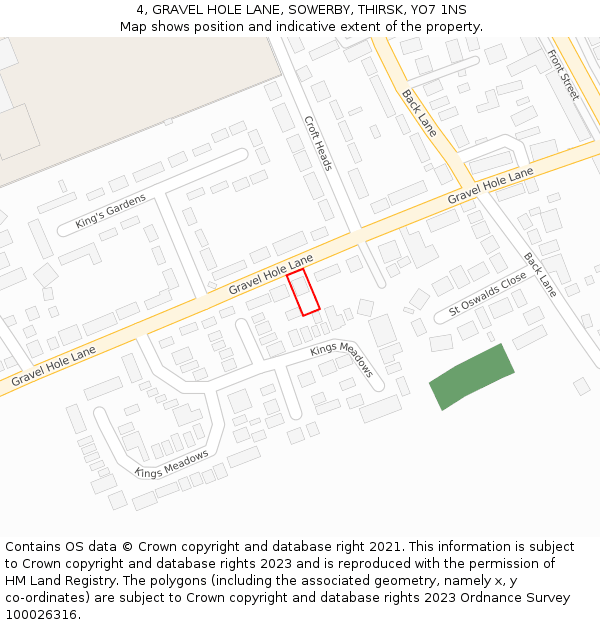 4, GRAVEL HOLE LANE, SOWERBY, THIRSK, YO7 1NS: Location map and indicative extent of plot