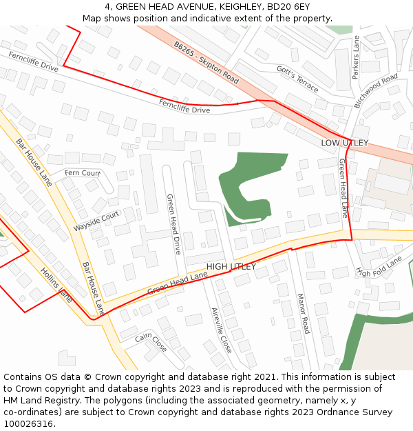 4, GREEN HEAD AVENUE, KEIGHLEY, BD20 6EY: Location map and indicative extent of plot