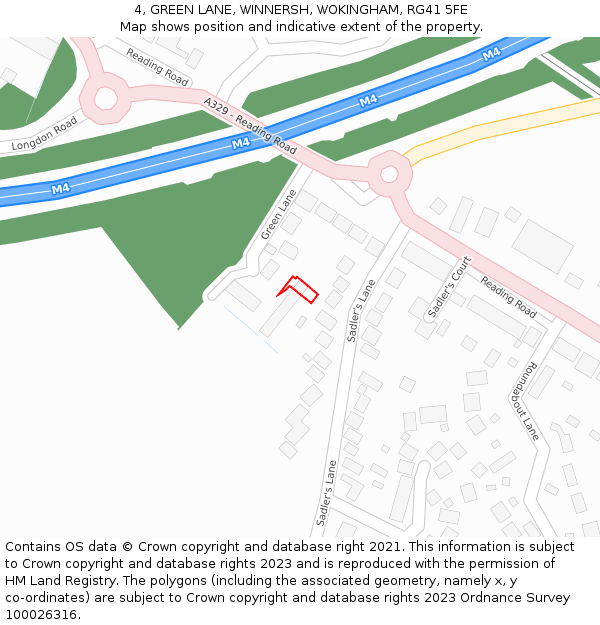 4, GREEN LANE, WINNERSH, WOKINGHAM, RG41 5FE: Location map and indicative extent of plot