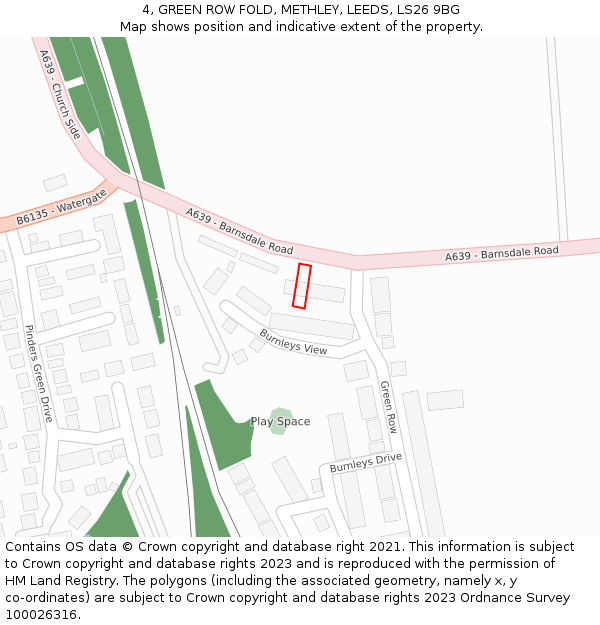 4, GREEN ROW FOLD, METHLEY, LEEDS, LS26 9BG: Location map and indicative extent of plot