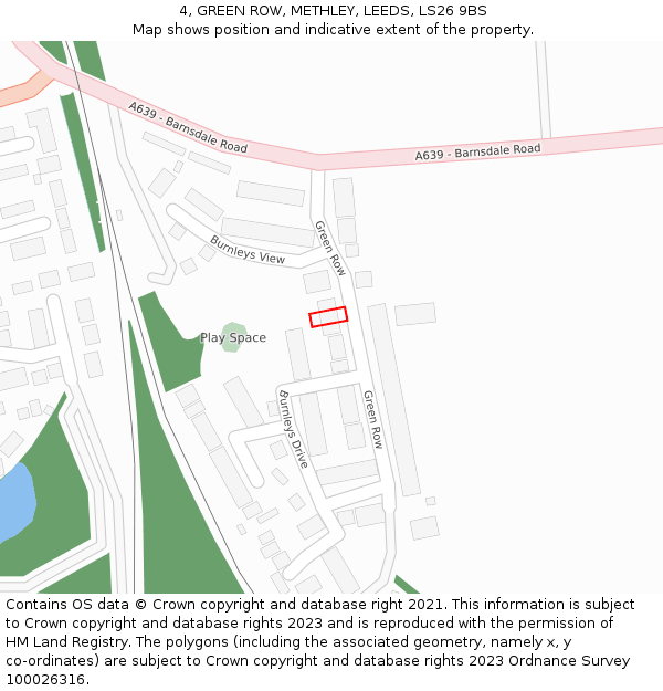 4, GREEN ROW, METHLEY, LEEDS, LS26 9BS: Location map and indicative extent of plot