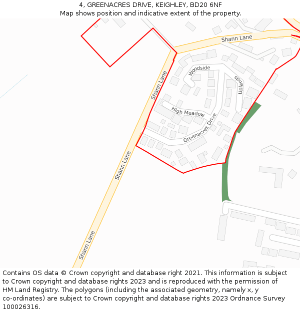 4, GREENACRES DRIVE, KEIGHLEY, BD20 6NF: Location map and indicative extent of plot