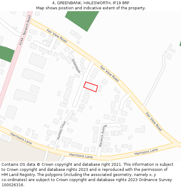 4, GREENBANK, HALESWORTH, IP19 8RP: Location map and indicative extent of plot