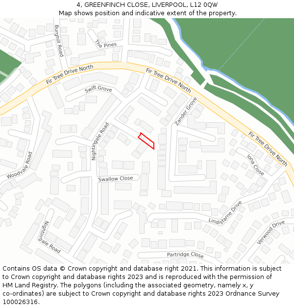 4, GREENFINCH CLOSE, LIVERPOOL, L12 0QW: Location map and indicative extent of plot