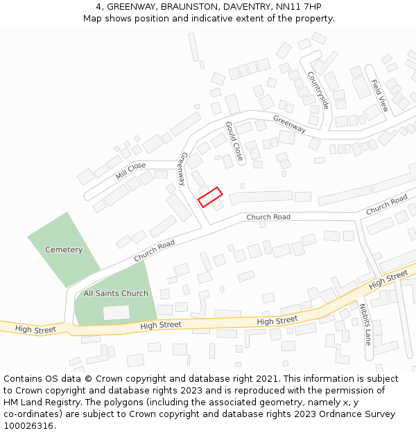 4, GREENWAY, BRAUNSTON, DAVENTRY, NN11 7HP: Location map and indicative extent of plot