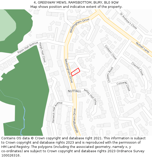 4, GREENWAY MEWS, RAMSBOTTOM, BURY, BL0 9QW: Location map and indicative extent of plot