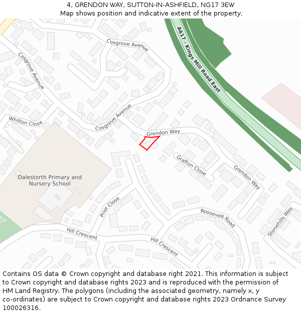 4, GRENDON WAY, SUTTON-IN-ASHFIELD, NG17 3EW: Location map and indicative extent of plot