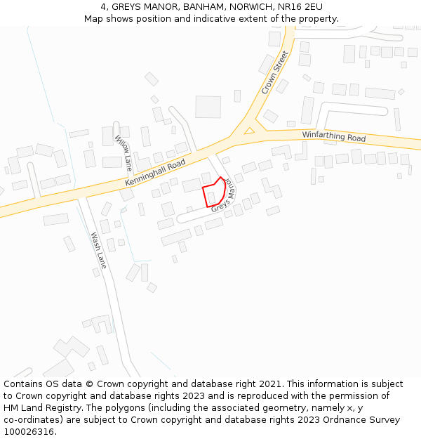 4, GREYS MANOR, BANHAM, NORWICH, NR16 2EU: Location map and indicative extent of plot