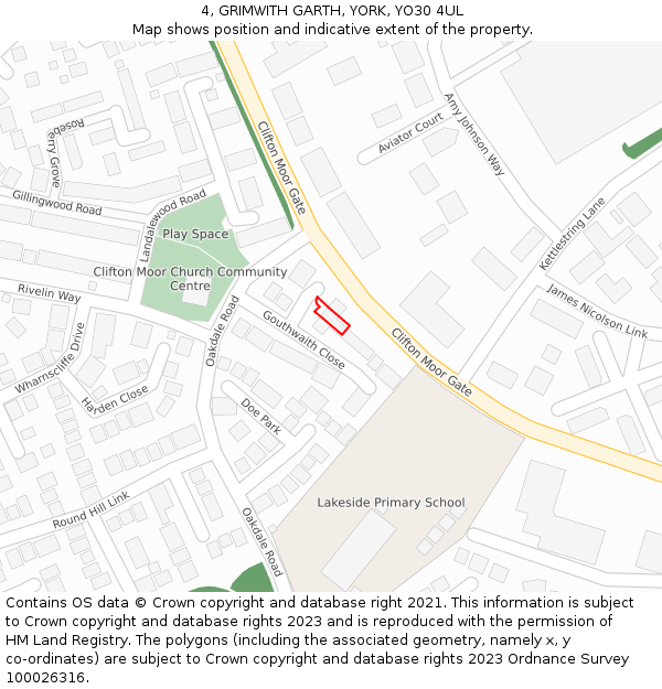 4, GRIMWITH GARTH, YORK, YO30 4UL: Location map and indicative extent of plot