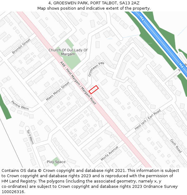 4, GROESWEN PARK, PORT TALBOT, SA13 2AZ: Location map and indicative extent of plot