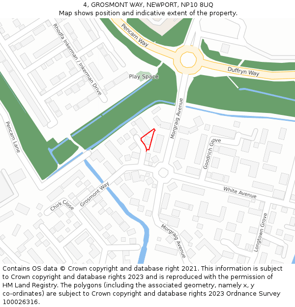 4, GROSMONT WAY, NEWPORT, NP10 8UQ: Location map and indicative extent of plot