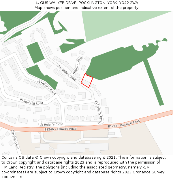 4, GUS WALKER DRIVE, POCKLINGTON, YORK, YO42 2WA: Location map and indicative extent of plot