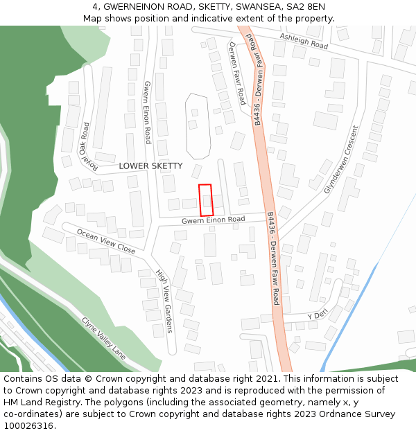 4, GWERNEINON ROAD, SKETTY, SWANSEA, SA2 8EN: Location map and indicative extent of plot