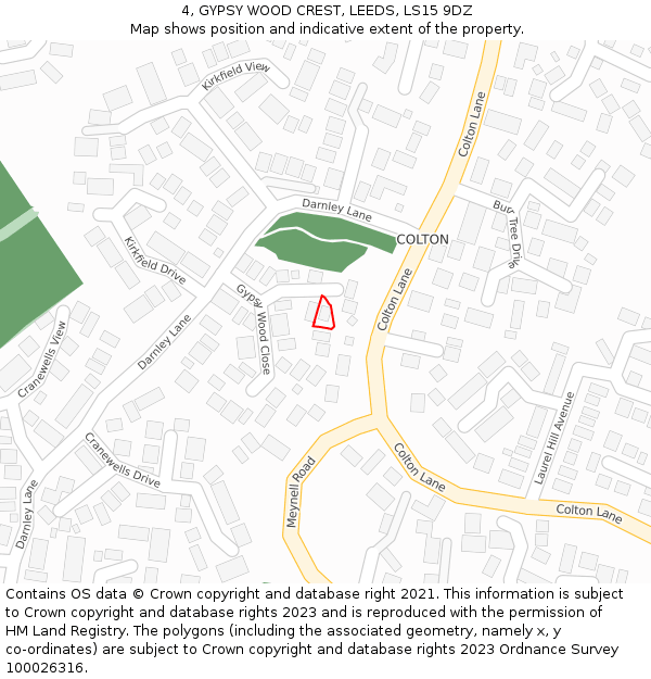 4, GYPSY WOOD CREST, LEEDS, LS15 9DZ: Location map and indicative extent of plot