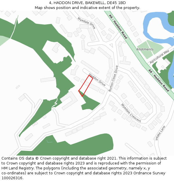 4, HADDON DRIVE, BAKEWELL, DE45 1BD: Location map and indicative extent of plot