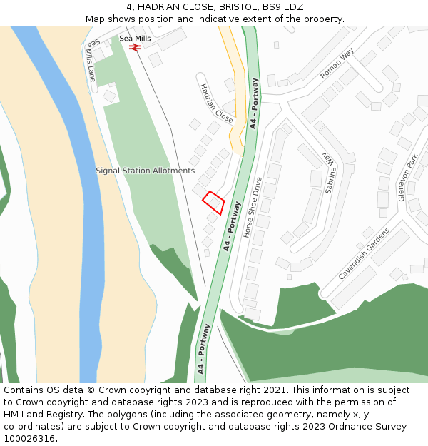 4, HADRIAN CLOSE, BRISTOL, BS9 1DZ: Location map and indicative extent of plot