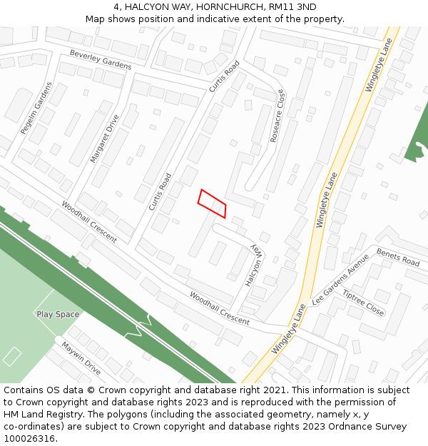 4, HALCYON WAY, HORNCHURCH, RM11 3ND: Location map and indicative extent of plot