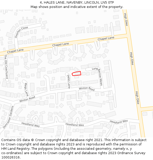 4, HALES LANE, NAVENBY, LINCOLN, LN5 0TP: Location map and indicative extent of plot