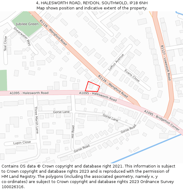 4, HALESWORTH ROAD, REYDON, SOUTHWOLD, IP18 6NH: Location map and indicative extent of plot