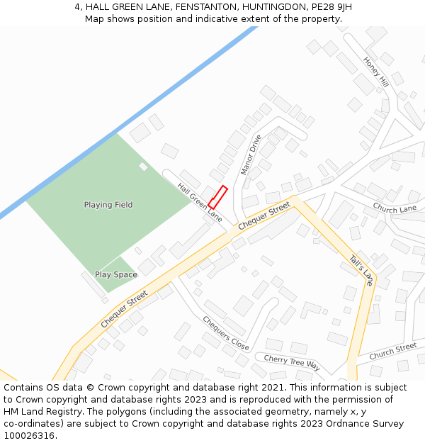 4, HALL GREEN LANE, FENSTANTON, HUNTINGDON, PE28 9JH: Location map and indicative extent of plot