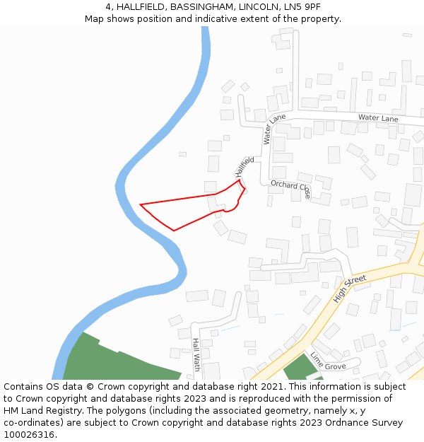 4, HALLFIELD, BASSINGHAM, LINCOLN, LN5 9PF: Location map and indicative extent of plot