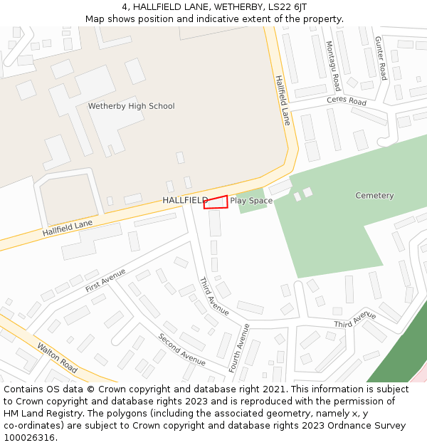4, HALLFIELD LANE, WETHERBY, LS22 6JT: Location map and indicative extent of plot