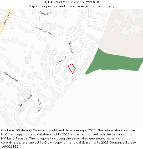 4, HALLS CLOSE, OXFORD, OX2 9HR: Location map and indicative extent of plot