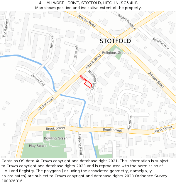 4, HALLWORTH DRIVE, STOTFOLD, HITCHIN, SG5 4HR: Location map and indicative extent of plot