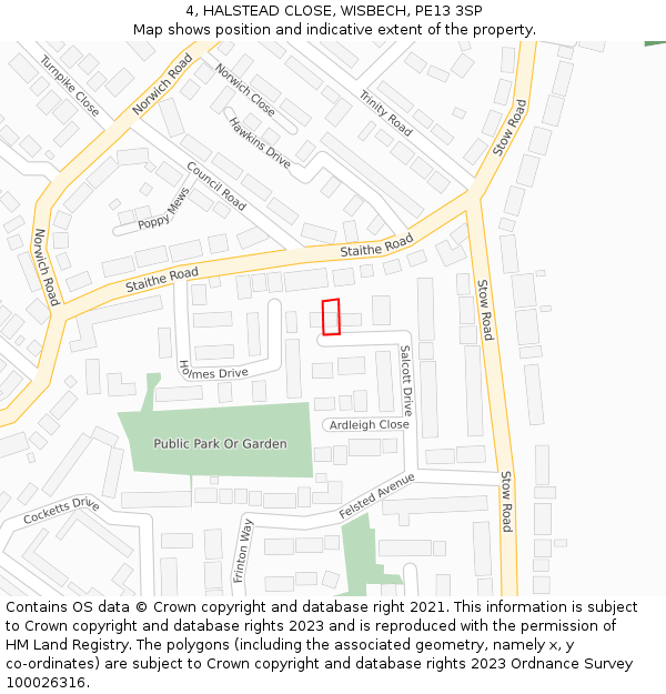 4, HALSTEAD CLOSE, WISBECH, PE13 3SP: Location map and indicative extent of plot